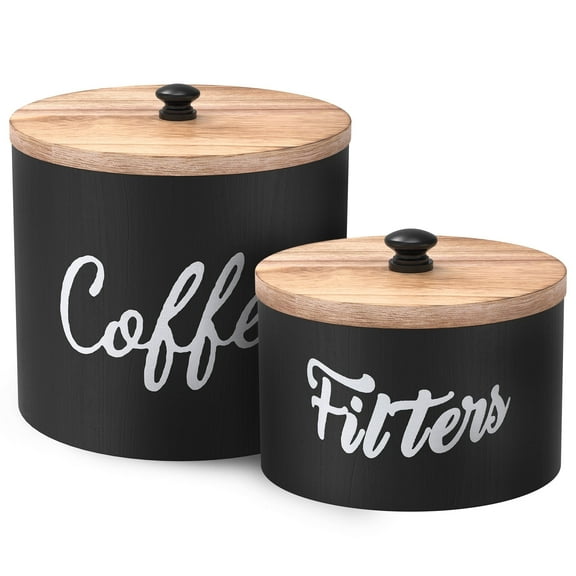 2 Size Wood Coffee Filter Holder Coffee Storage Container Dispenser with Lid Enduring Filter Container for Counter Decor