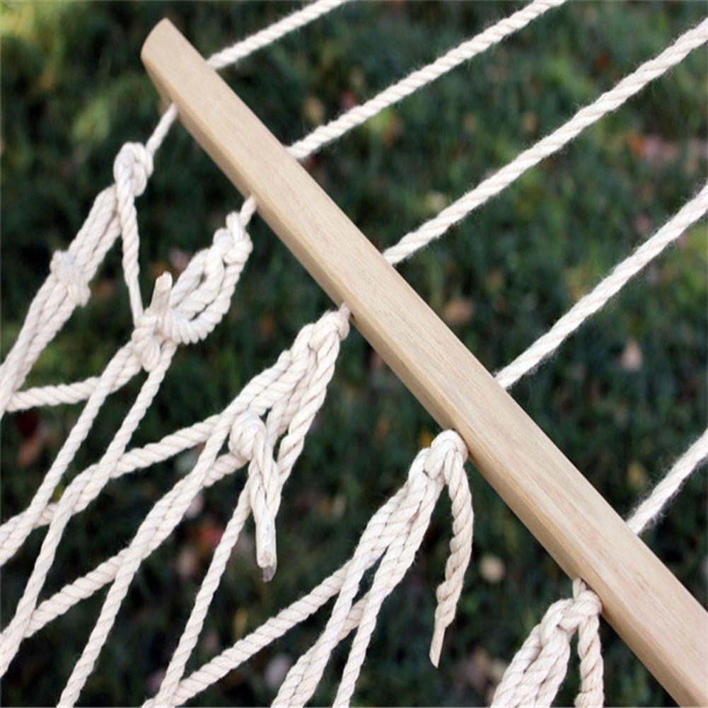 Archer Outdoor Travel Wooden Stick Cotton Rope Hammock Swing Hanging Sleep Bed Netting