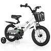 Costway 14" Kid's Bike with Removable Training Wheels & Basket for 3-5 Years Old White
