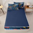 thumbnail image 4 of Manfei Boho Pike Fish Zipper Queen Comforter Set with Fitted Sheet and 2 Pillowcases,Tribal Rustic Animal Zipper Bedding Set, Navy, Blue Reversible, 4 Pieces, 4 of 7