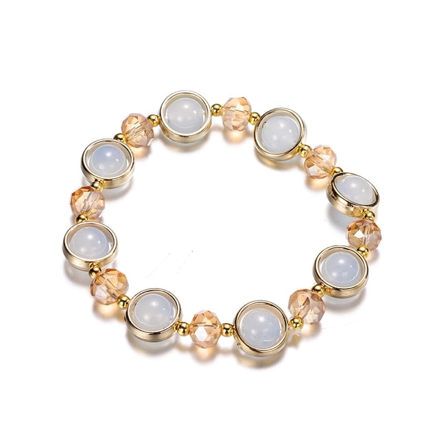 Nvzi Pulseras de acero inoxidable Pulsera de cristal degradado Pulsera de esmalte de colores Pulsera de hilo - Azul Blanco