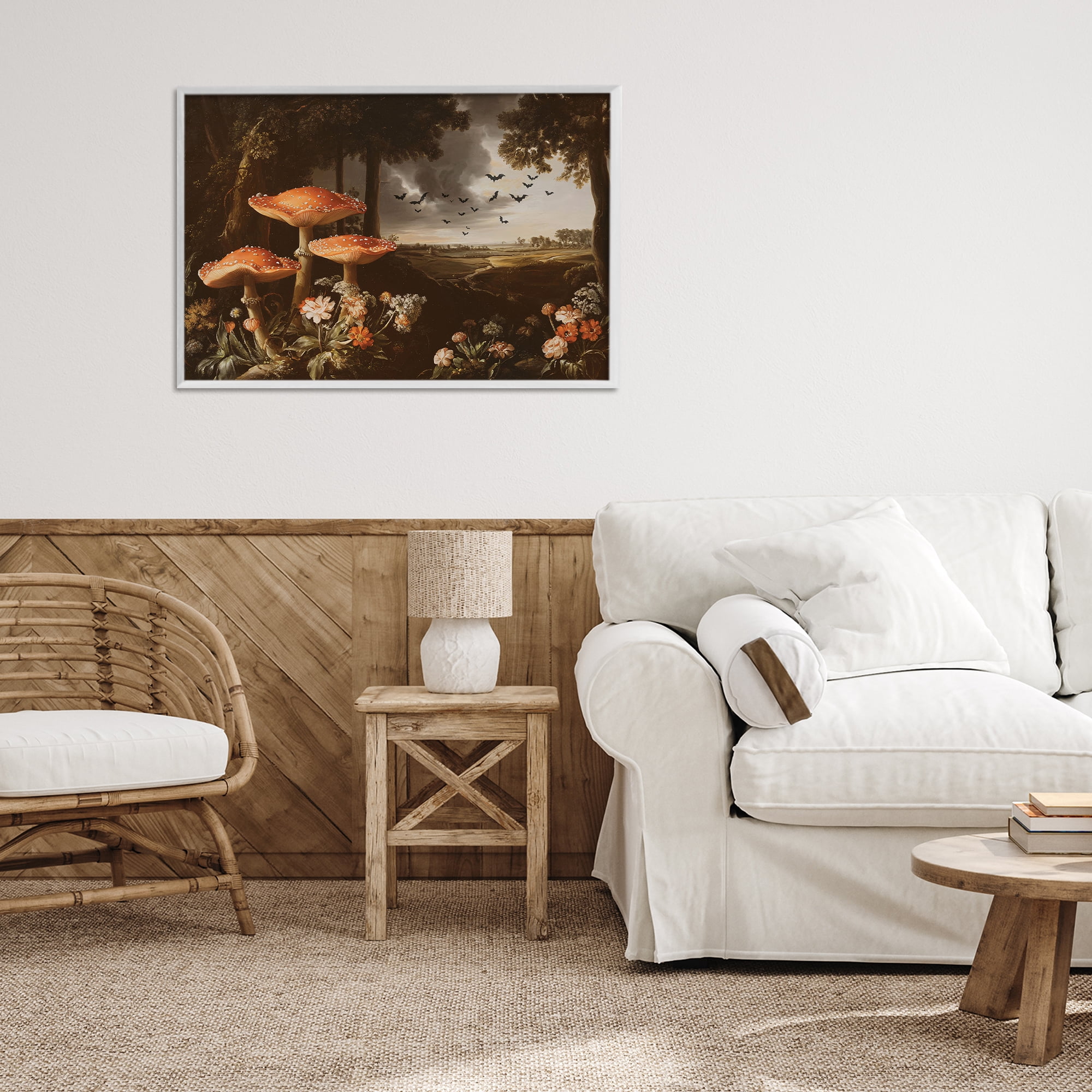 Stupell Industries Bats in Autumn Forest White Framed Giclee Art, design by Jacky Ngan