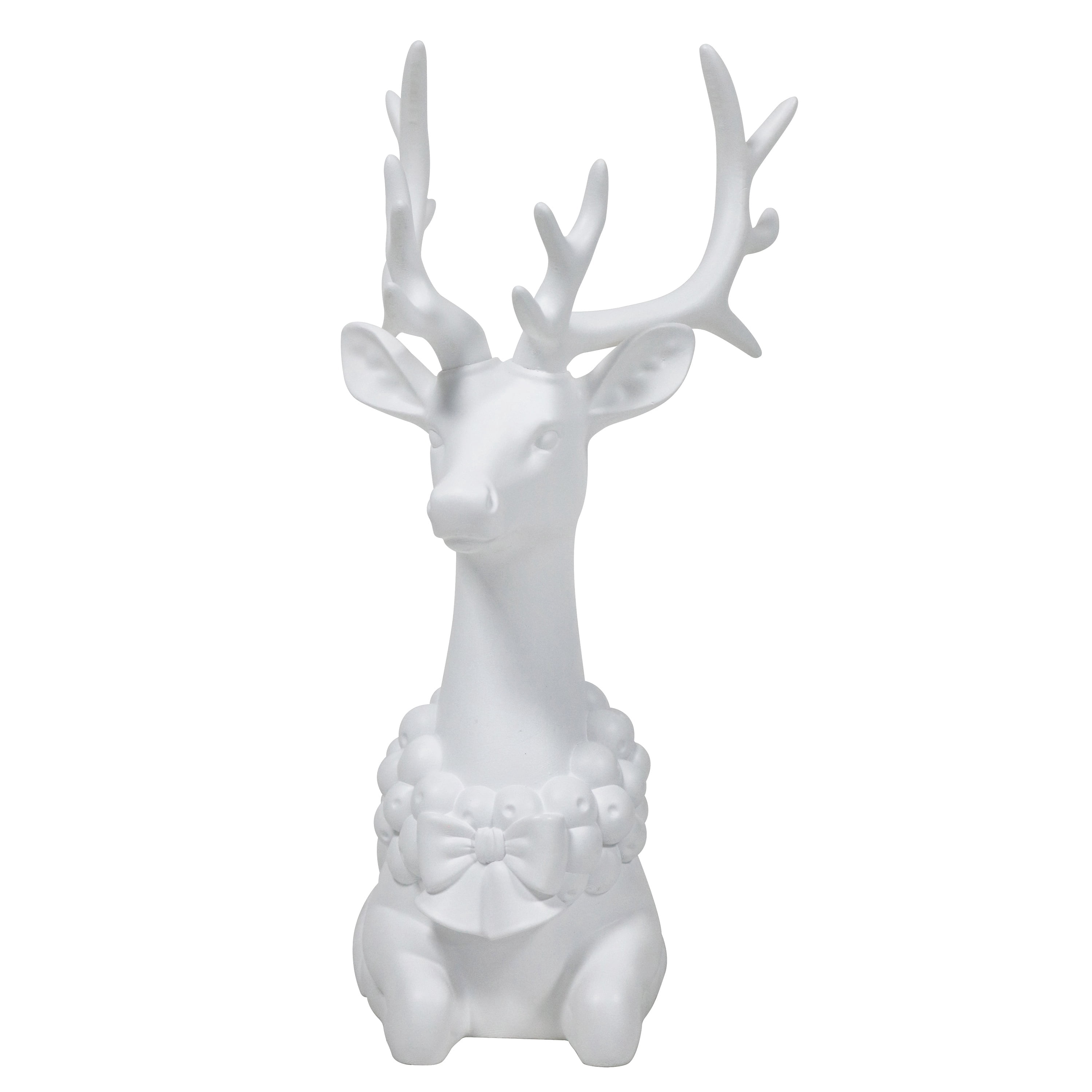 Blow Mold Sitting Deer Christmas Decoration, White, 11", by Holiday Time