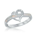 thumbnail image 2 of 925 Sterling Silver Rhodium Plated Open Heart Created White/Blue Inlay Opal Ring Including 6mm Round Created Blue Opal Stud Earrings Jewelry Set, 2 of 5