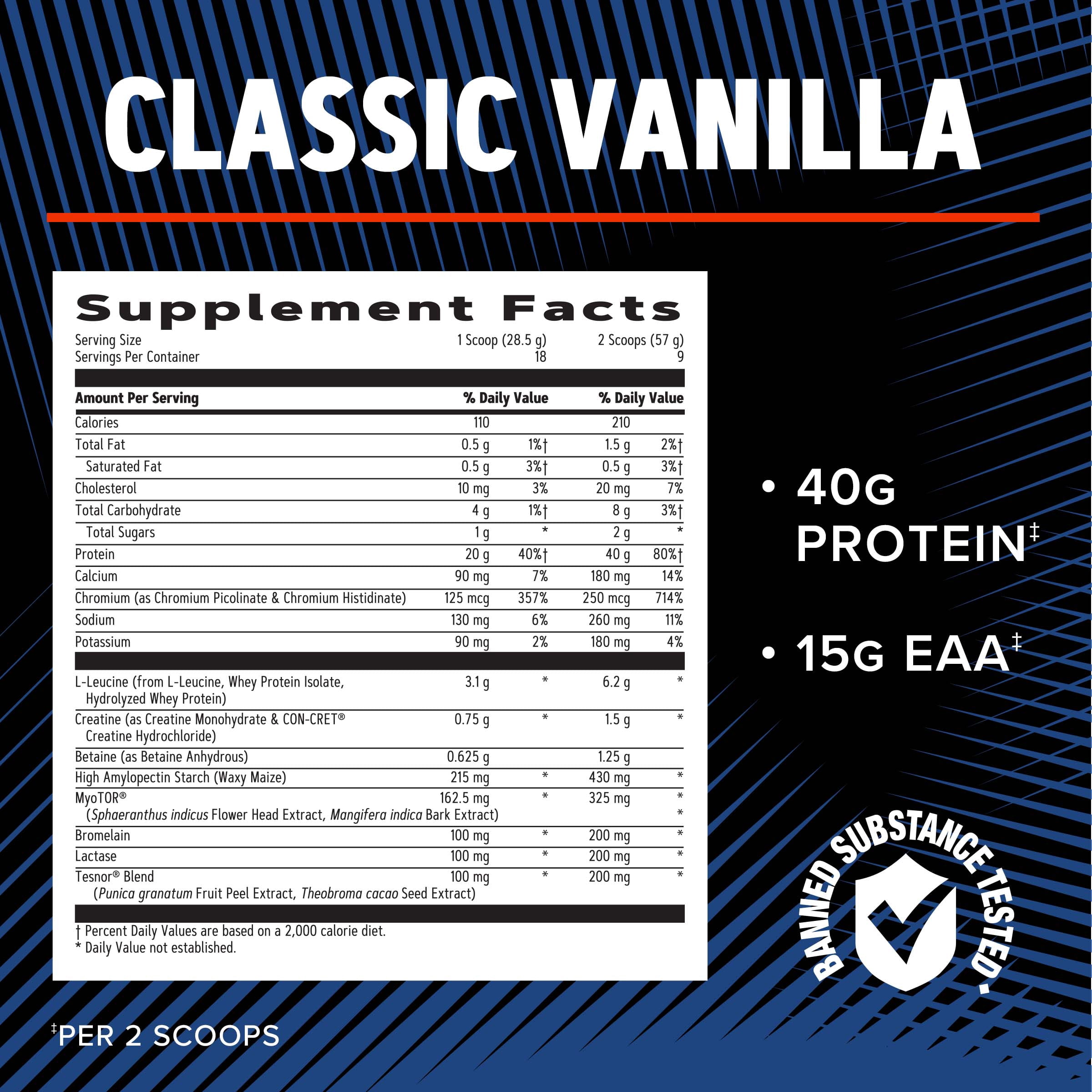 GNC AMP Wheybolic Alpha Clinically Proven Protein Powder, Vanilla, Increases Muscle Strength, Size & Power, 40g Protein, 6.2g Leucine, 15g EAAs, Creatine, 3rd Party Tested, 9 Servings
