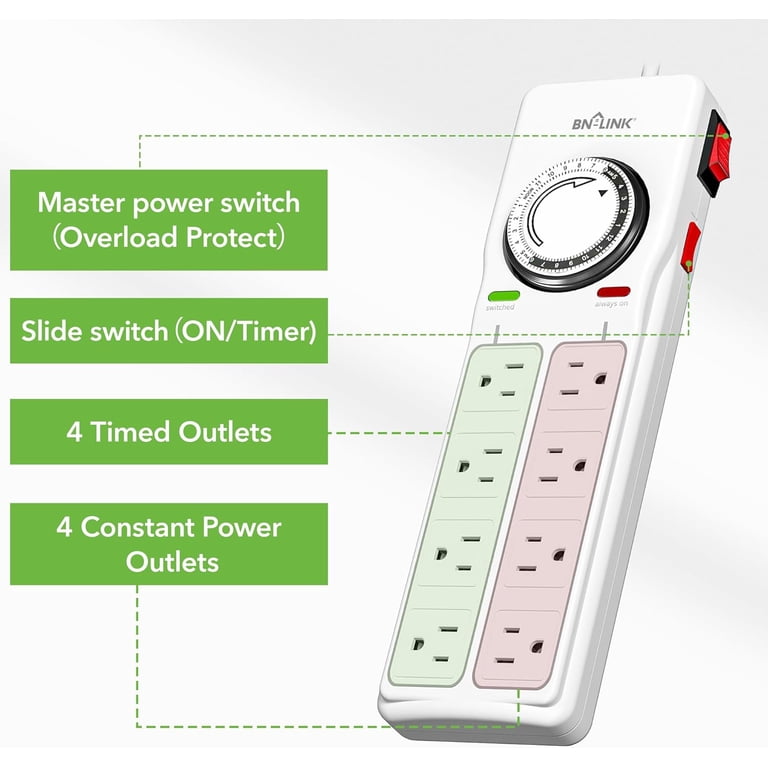 BN-LINK 8-Outlet Surge Protector with Mechanical Timer photo 2