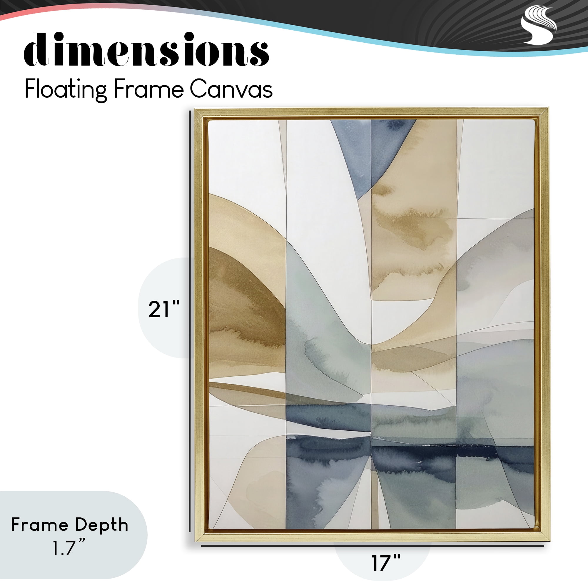 Stupell Industries Geographic Fluid Abstraction Gold Framed Floater Canvas Wall Art, design by Alonza Saunders
