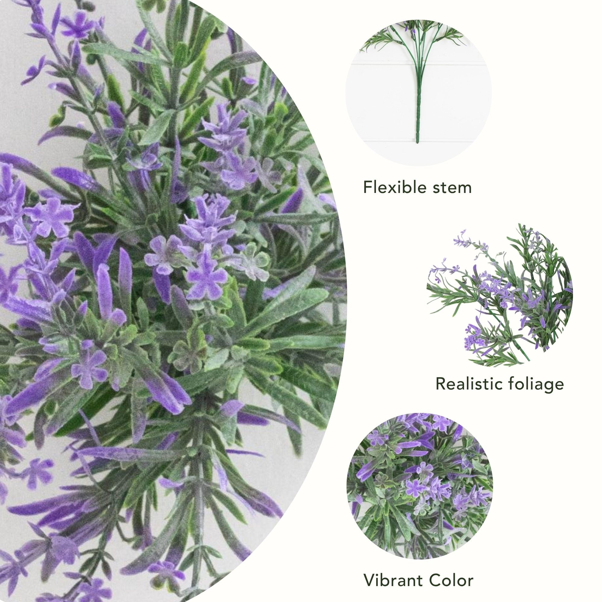 14in. UV Resistant Artificial Lavender Bush (Indoor/Outdoor) - Set of 6