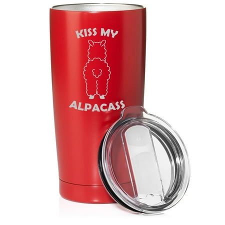 

Smooth Body Tumbler Stainless Steel Vacuum Insulated Travel Mug Cup Gift Kiss My Alpacass Funny Alpaca Lllama (Red 20 oz)