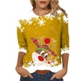thumbnail image 2 of Blouses pour Femmes Imprimé Décontracté Noël Manches Trois Quarts Col Rond Hauts Blouse pour Femmes en Liquidation, 2 of 4