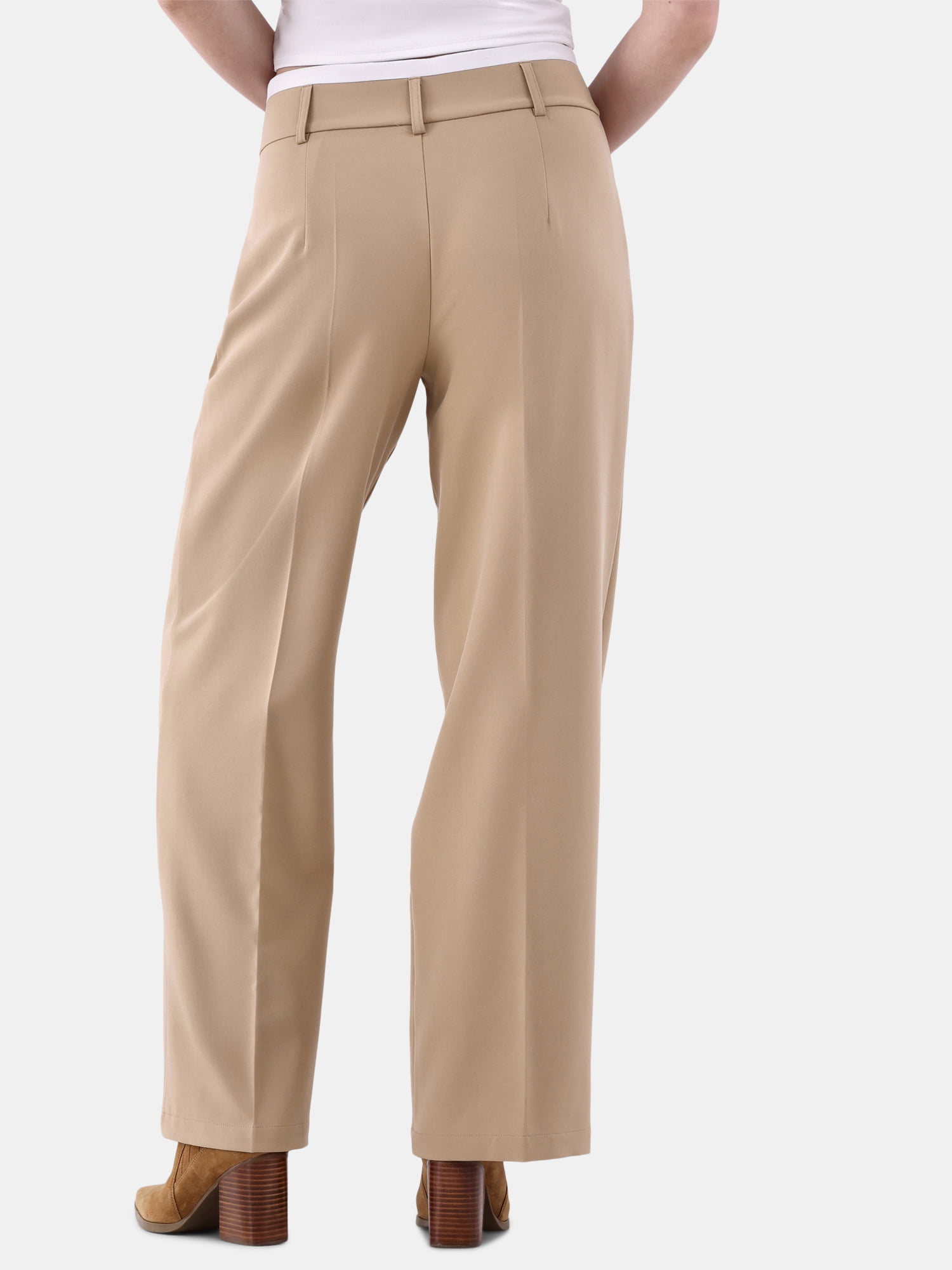 No Boundaries Double Waistband Twill Trousers Pants - Walmart.com