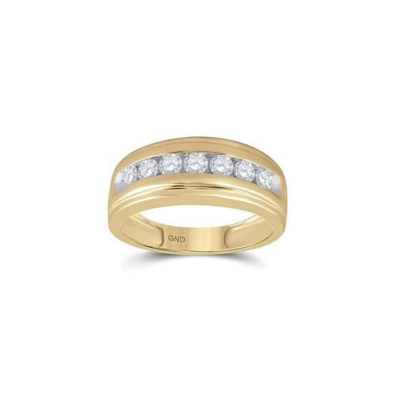 FB Jewels 14kt Yellow Gold Mens Round Diamond Wedding Band Ring 7/8 Cttw