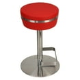 thumbnail image 3 of Cortesi Home  Athena Premium Adjustable Backless Round Barstool in Brushed Stainless Steel with Heavy Solid Base, Red, 3 of 4