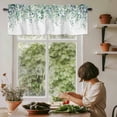 thumbnail image 5 of Sage Green Eucalyptus Window Valance Curtain Watercolor Leaves Rod Pocket Short Curtain for Living Room, Bedroom & Kitchen Window Decor 42x18in, 5 of 8