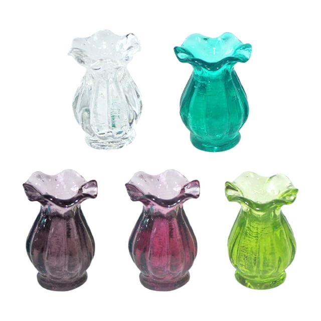 KAKOWELY 5 mini accesorios de adorno, jarrón en miniatura, botella de vidrio pequeña, juguete