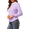thumbnail image 4 of Allegra K Women's Button Down Shirt Long Sleeve Work Peter Pan Collar Blouse Tops, 4 of 6