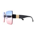 thumbnail image 3 of Womens Beveled Rimless Luxury Fashion Oversize Rectangle Sunglasses Black Gold Blue Red, 3 of 4