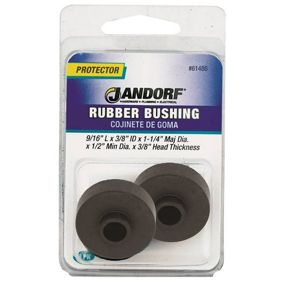 Jandorf 61486 Conduit Bushing, 3/8 in Dia Cable, Rubber, Black, 3/8 in Thick Panel
