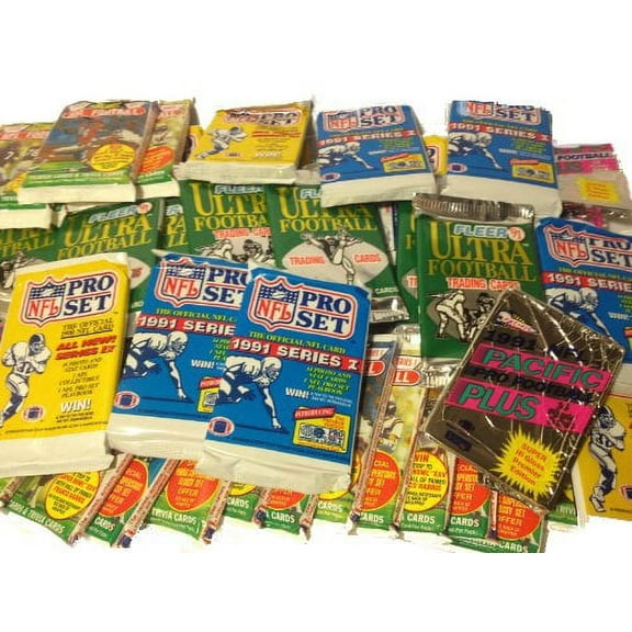 100 Vintage Football Cards in Old Sealed Wax Packs - Perfect for New Collectors