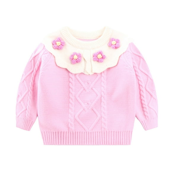 FhsagQ Sweater Boys Christmas Sweater Size 7-8 Sweaters Toddler Boys Boys Winter Long Sleeve Flower Embroidery Ruffles Knit Sweater Warm Sweater for Children Clothes 4-5 Years