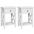 thumbnail image 1 of Costway 2PCS Nightstand Chair Side End Table with Drawer & Shelf Bedroom Furniture White, 1 of 10