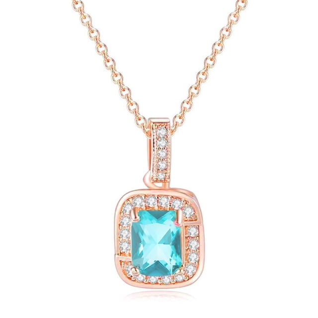 Up to 65% Off Multicolor Necklace Color Zircon Single Full Diamond, Adjuster For Crystal Necklace (Platinum Rectangle) Necklace Rings Earring Jewelry on Clearance