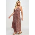 thumbnail image 3 of Saronite Floral Printed Maxi Dress With Tie Back, Rust (Women's Plus), 3 of 5