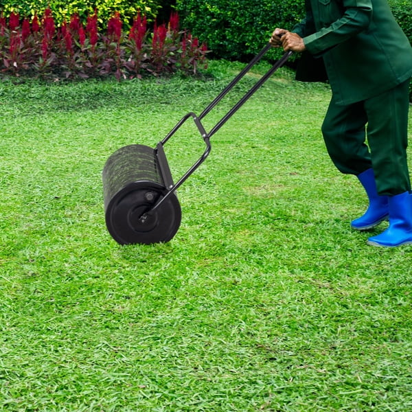 19.5in Lawn Roller Iron Cylindrical Black
