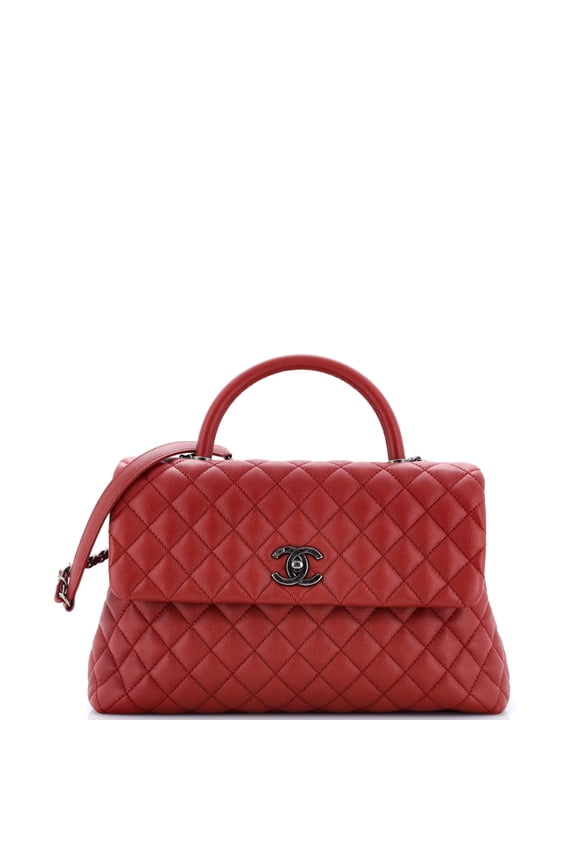 Pre-Owned Coco Top Handle Bag Quilted Caviar Medium By Rebag