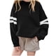 thumbnail image 2 of Cowsor Womens Varsity Striped Oversized Sweatshirt Crewneck Long Sleeve Casual Fashion Pullover Top Fall Outfits, 2 of 6