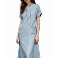 thumbnail image 3 of Robe Maxi Évasée Élégante à Manches Courtes avec Poche à Ruban pour Femmes, Coupe Ample Décontractée, Robe d'Été Bleue G, 3 of 7
