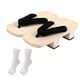 thumbnail image 2 of Zuecos japoneses de madera, zapatos tradicionales para interior y exterior, portátiles, informales, japoneses. Blanco, 2 of 9