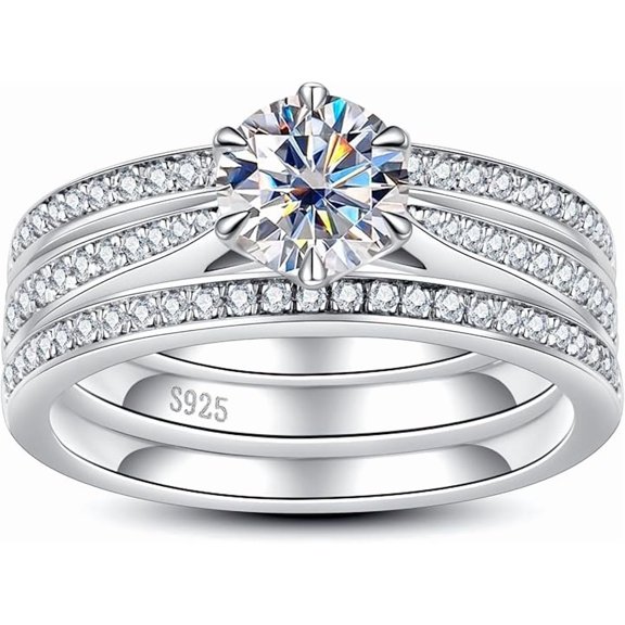 Round Bridal Wrap Ring Enhancer 14K White Gold Plated Set