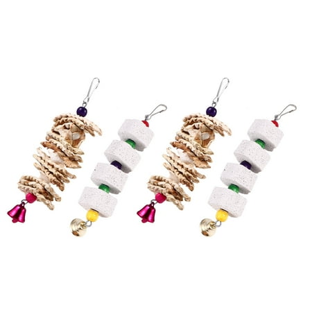 LOLIPPYY 4Pcs Parrot Chewing Plaything in Assorted Colors for Cage Hanging and Teeth Grinding