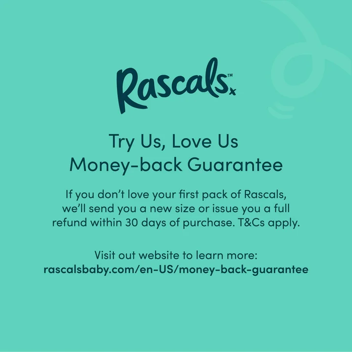 Rascals Premium Newborn Absorbent Baby Diapers, Newborn (96 Count), Soft & Gentle Diapers with Leak Protection