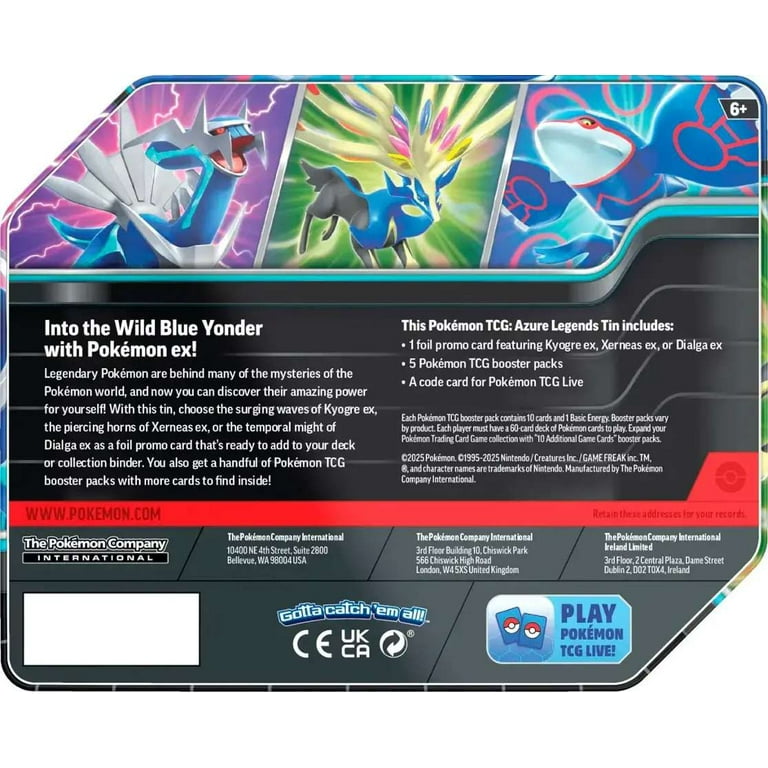 Pokemon Sword & Shield Azure Legends Dialga ex Tin Set (5 Booster