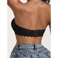 thumbnail image 4 of VISALY Women's Lace Strapless Bandeau Bra Padded Wireless Anti-Slip Tube Top Bra High Support Lace Comfortable Breathable Bra Non-Slip Seamless Convertible Bralette Sleeveless Bralettes Black L, 4 of 6