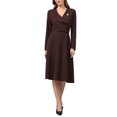 thumbnail image 2 of INSPIRE CHIC Women's A-Line Work Dress Lapel V Neck Long Sleeve Elegant Fit and Flare Dresses with Belted S Dark Brown, 2 of 5