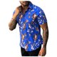 thumbnail image 1 of Camisa suelta de manga corta con estampado hawaiano y solapa para hombre Pompotops  oipoqjl44707, 1 of 3