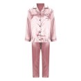 thumbnail image 6 of yievot Womens Silk Satin Pajamas Set Two Piece Sleepwear Long Sleeve Button Down Shirts and Pants Sets Loungewear, 6 of 8