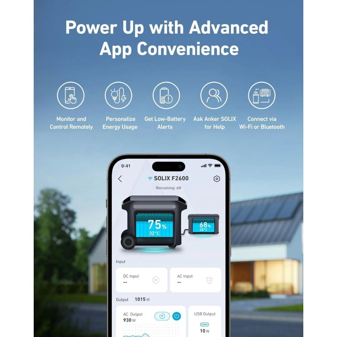 Anker SOLIX F2600 5120Wh 2400W Portable Power Station with BP2600 Expansion Battery for Home, RV, and Outdoor Use (Black)