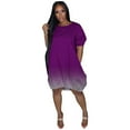 thumbnail image 3 of Robes Décontractées Grande Taille pour Femmes Manches Courtes Mi-Longues Dégradé Été, 3 of 6