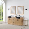 thumbnail image 5 of Novago 72" Double Bathroom Vanity in Weathered Pine with Aosta White Composite Stone Countertop and Farmhouse Sink with Mirror, 5 of 8