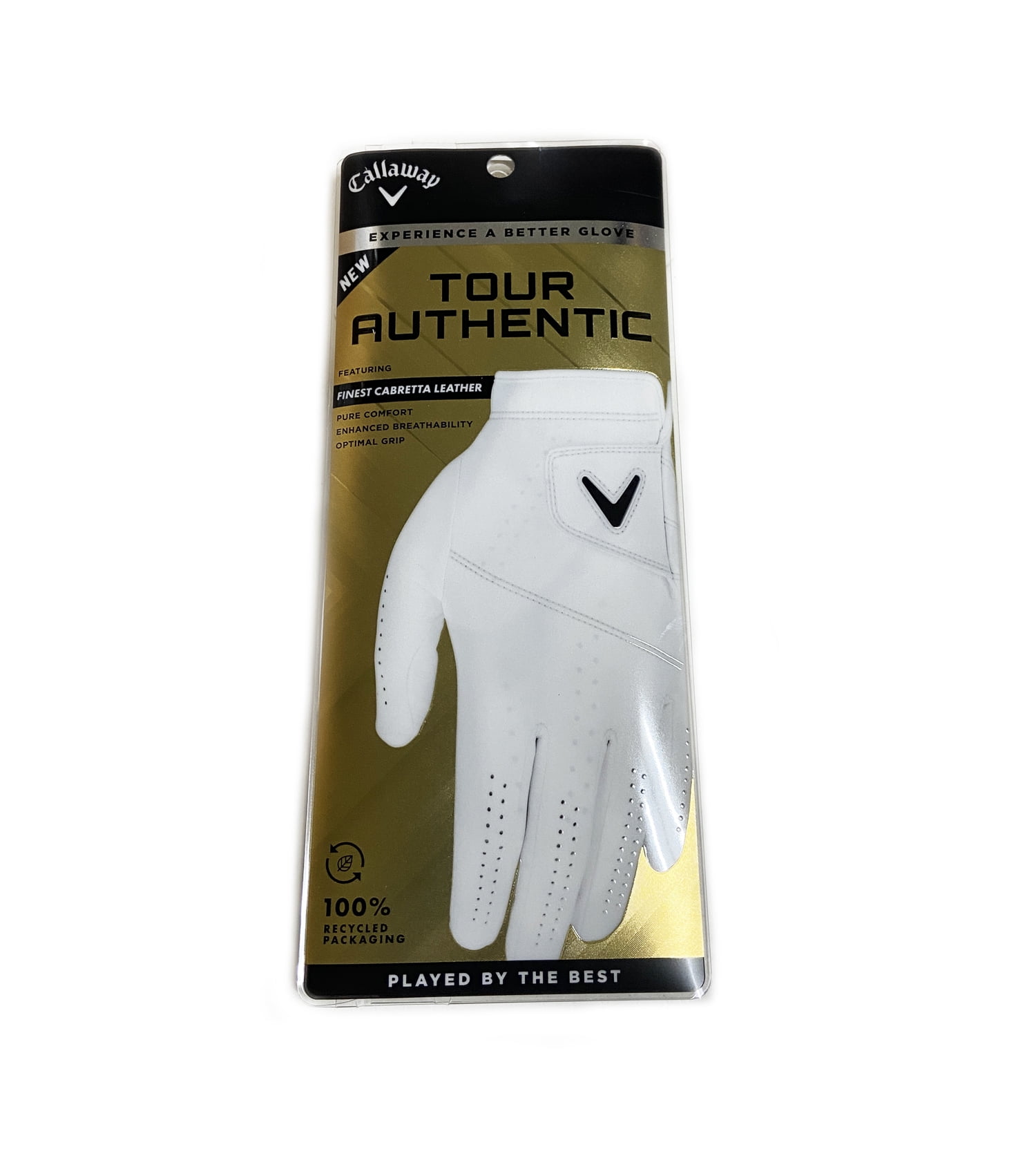 Callaway Golf Womens Weather Spann Premium Synthetic Golf Glove White Single Large New Model Standard Worn on Left Hand