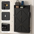 thumbnail image 5 of Marcree 3 Flip Drawer Shoe Cabinet, Narrow Shoe Holder for Entryway, Slim Front Door Shoes Storage, Hallway Cabinet with Open Top Shelf, Space-Saving Wall-Mounted Cabinet for Shoes, Black, 5 of 7