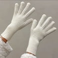 thumbnail image 3 of 1 Pair Women Gloves Knitted 2-Fingerless Touchscreen Stretchy Soft Wrist Hands Protection Solid Color Winter Thermal Women Motorcycle Riding Gloves for Outdoor, 3 of 10