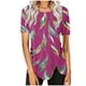 thumbnail image 1 of Blusas de Manga Corta para las Mujeres Botón Impreso Cuello Redondo Top Casual, Blusas para las Mujeres Casual, 1 of 5