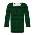 thumbnail image 5 of Ashirexll Womens Summer Tops Fashion 3/4 Sleeve Blouses Crew Neck Stripe Print T-Shirt Loose Casual Shirts Tees Army Green L, 5 of 5