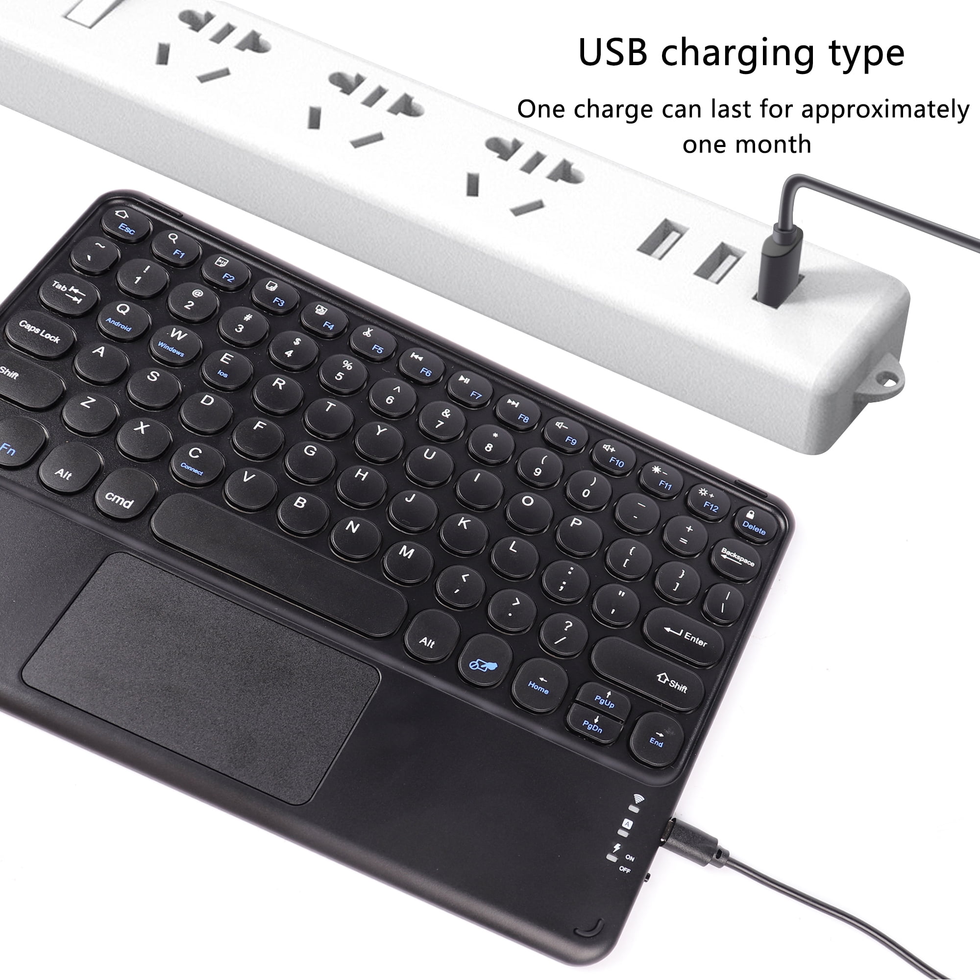 PloutoRich 10 inch Bluetooth Keyboard with Touchpad, 78 Keys Magnetic Wireless Keyboard, Ultra-Slim Rechargeable Wireless Keyboard for Laptop Tablet Computer