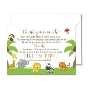 Cute Jungle Baby Shower Thank You Cards and Envelopes (25 Pack) Safari Notecards Boy or Girl Stationery Set 4x6 - Paper Clever Party